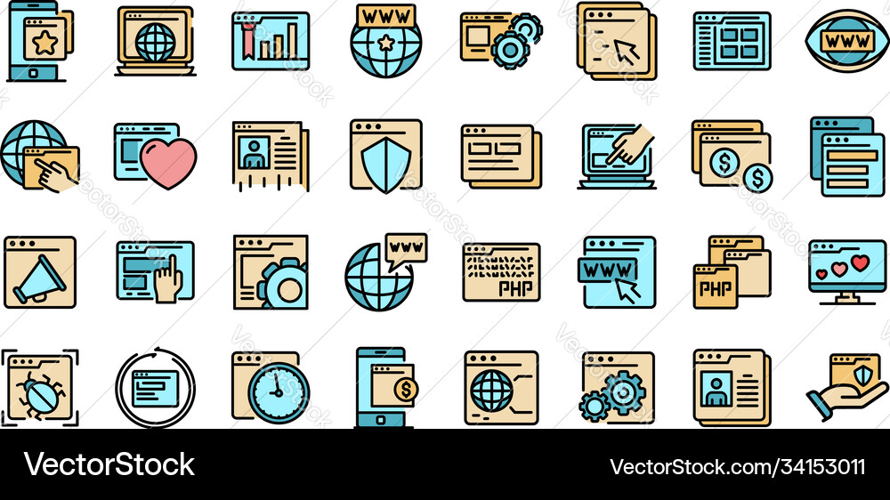 Browser Icon Set - Flat Style Vector Image