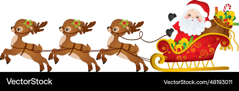 Cartoon santa claus Reiten Rentiere Schlitten Cartoon santa claus Reiten Rentiere Schlitten vektorbild