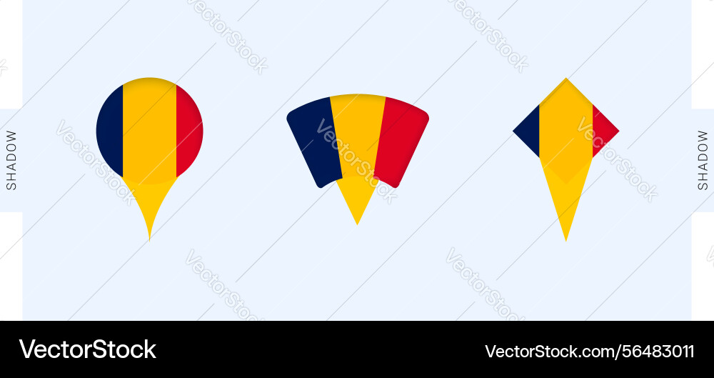 Chad map markers set perfect for projects related vector image