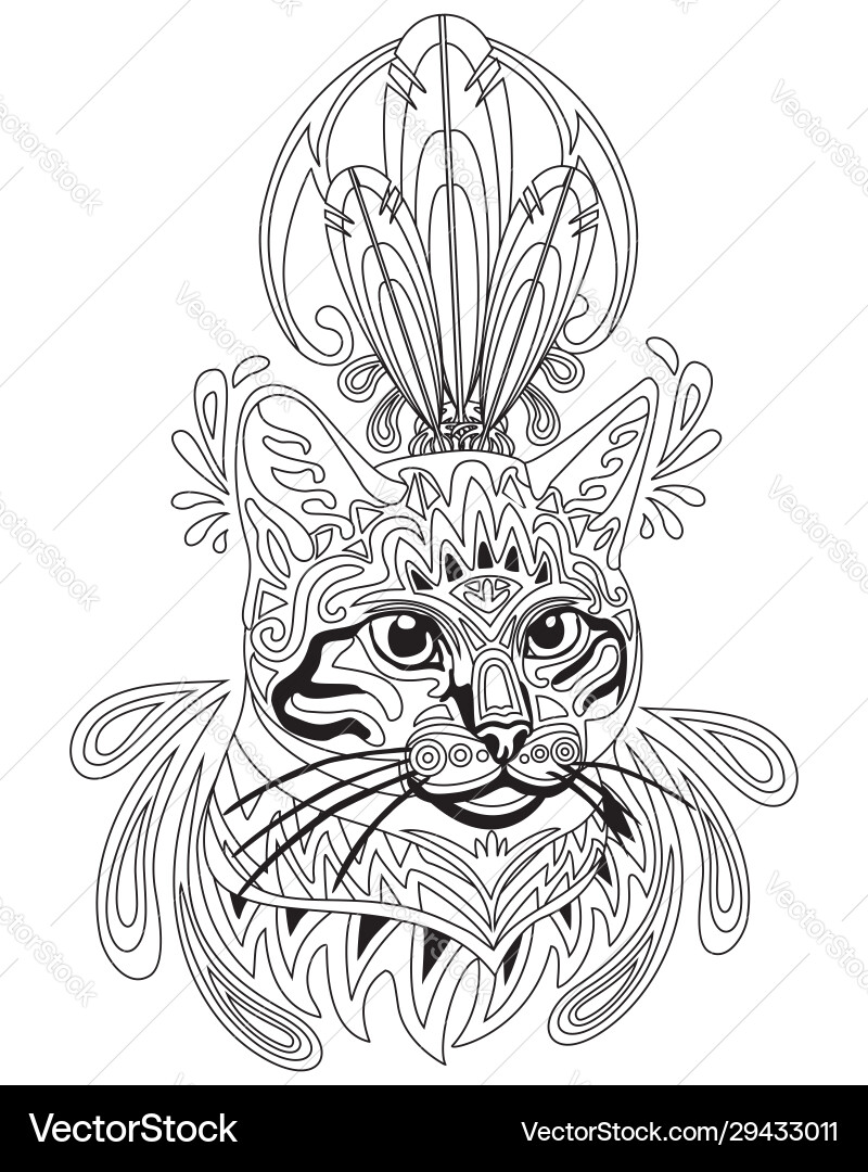 Coloring antistress cat 3 vector image