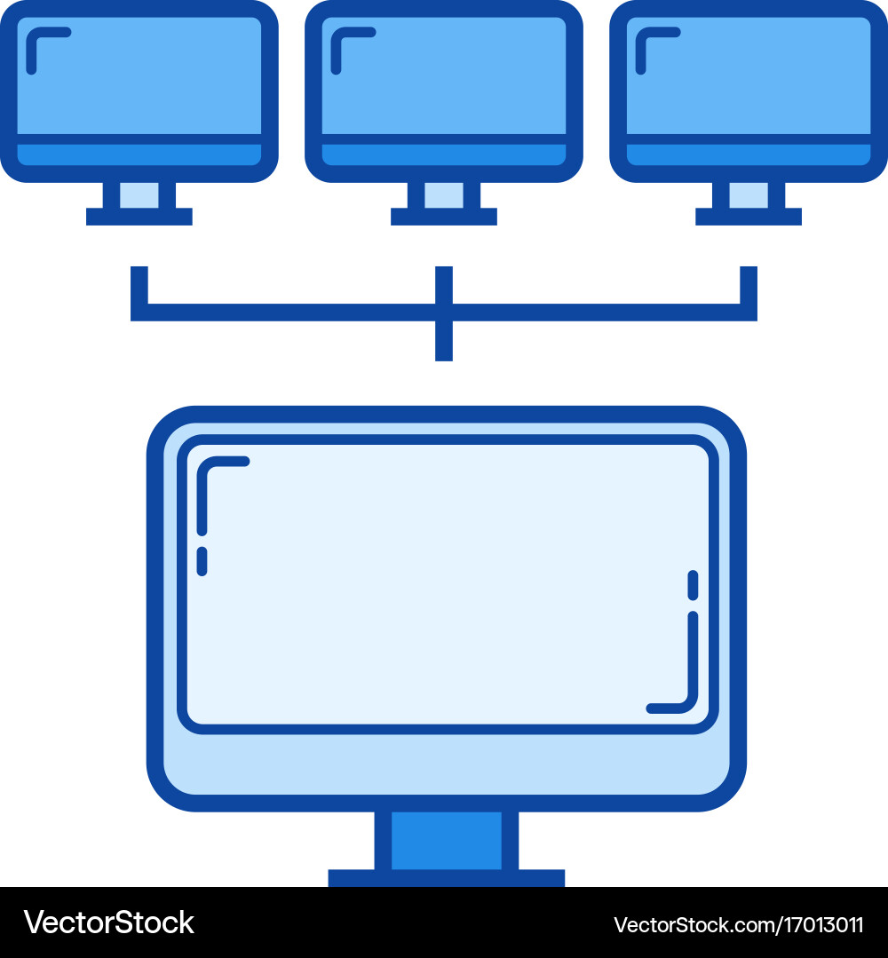 Computer network line icon vector image
