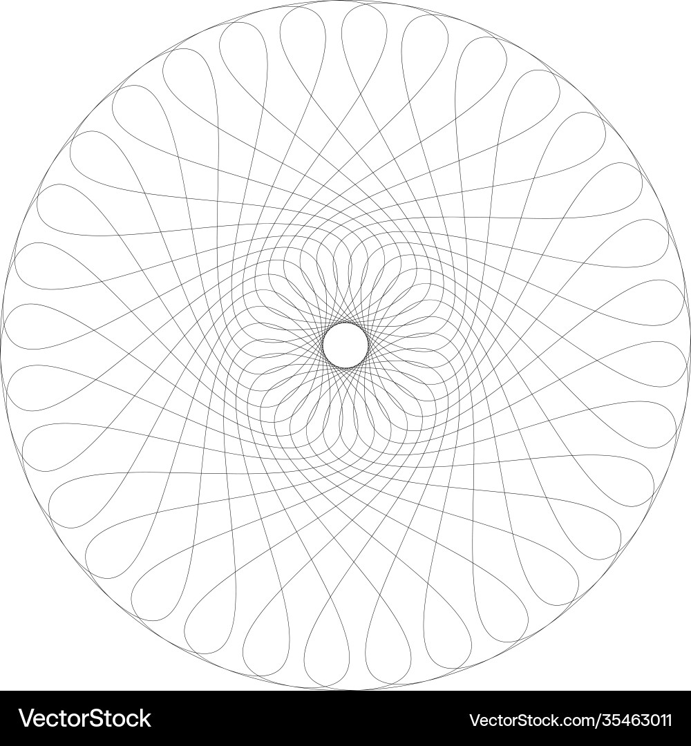 Contour circle guilloche pattern flat graphics vector image