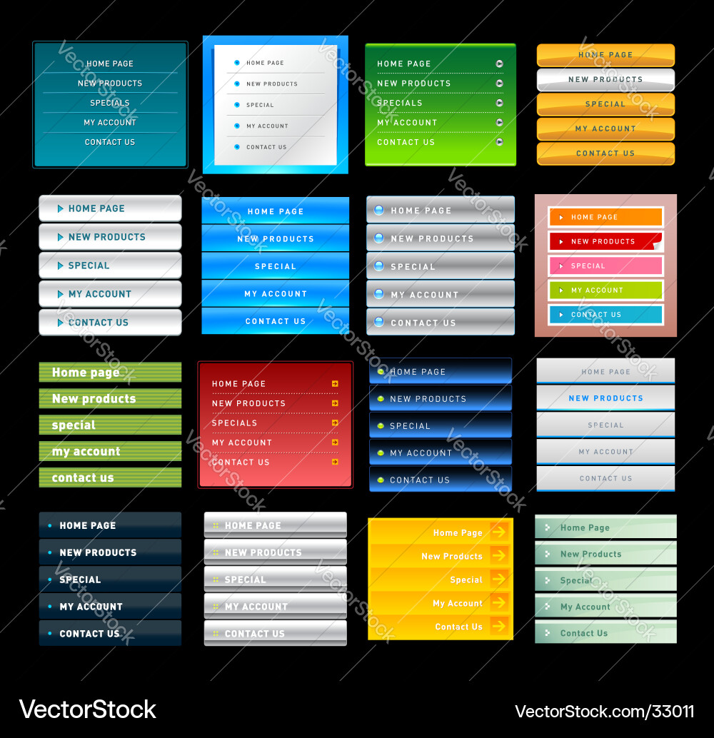 Elegant Vertical Web Menus vector image