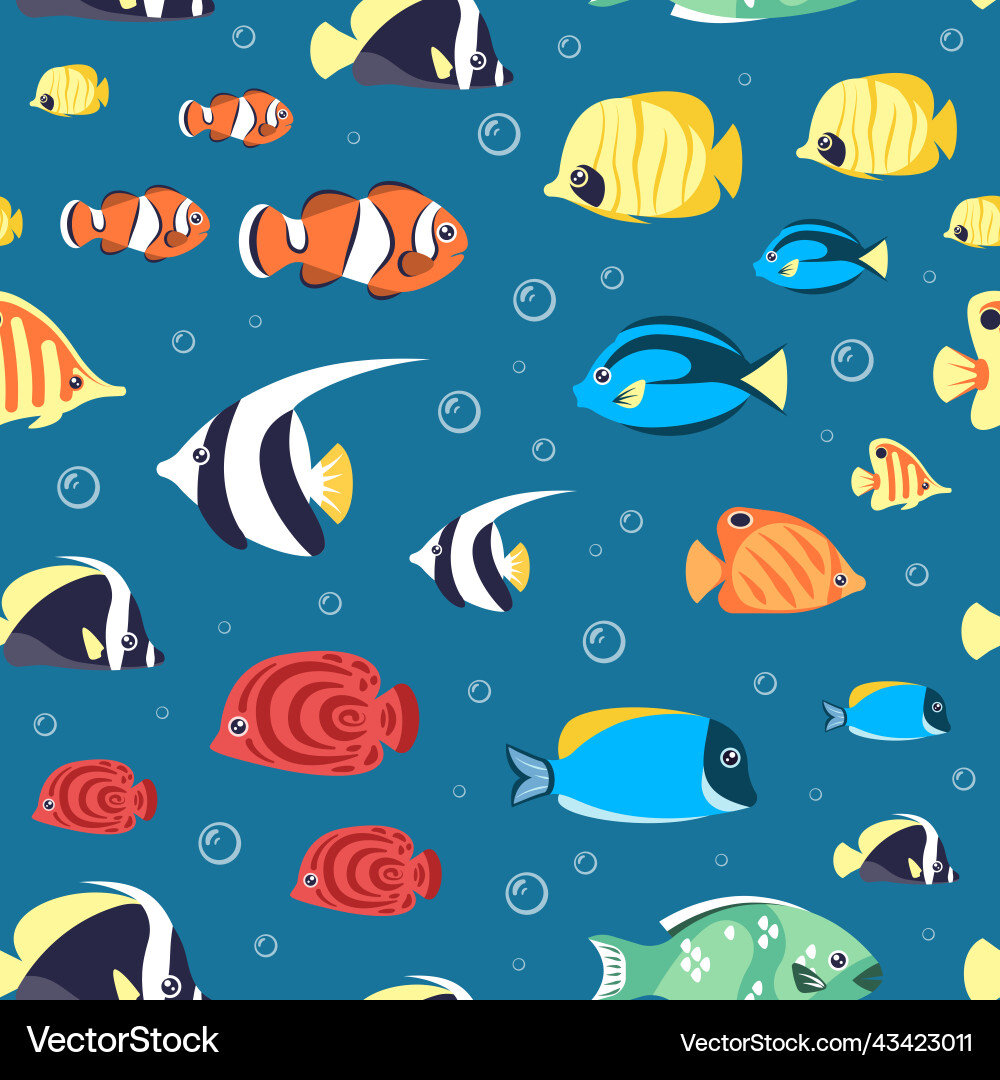 Fishes pattern underwater life with exotic Fishes pattern underwater life with exotic vector image