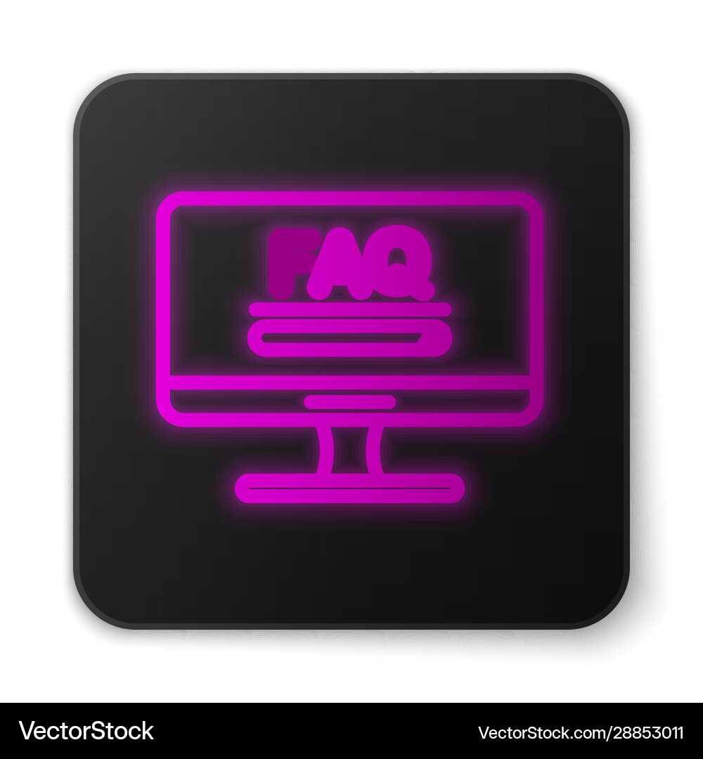 Glowing neon line computer monitor with text faq Glowing neon line computer monitor with text faq vector image