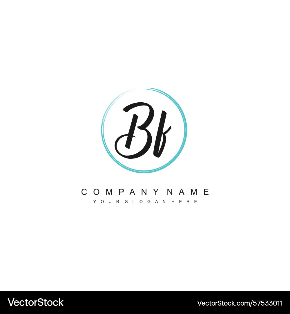 Minimal signature logo design with bf initials Vector Image