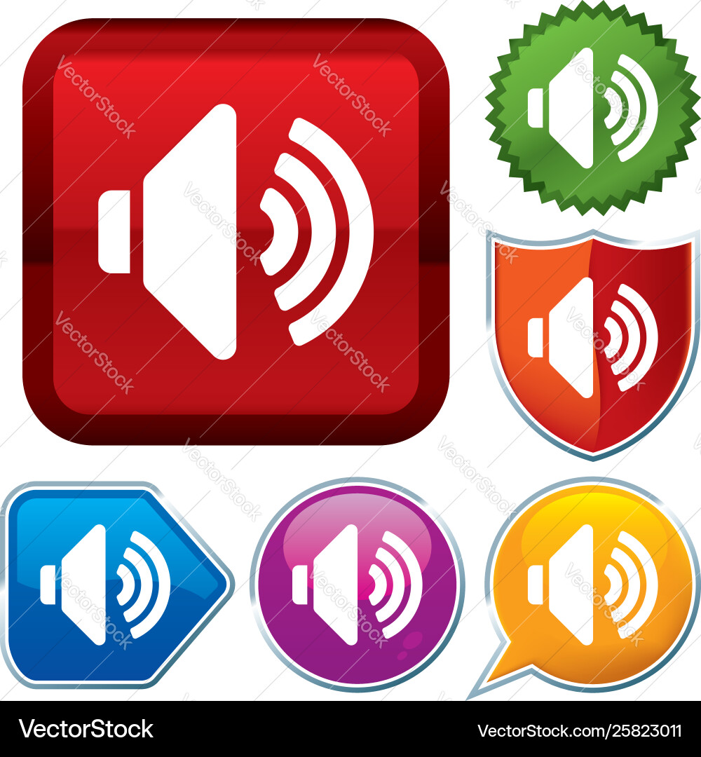 Set shiny icon series on buttons volume vector image