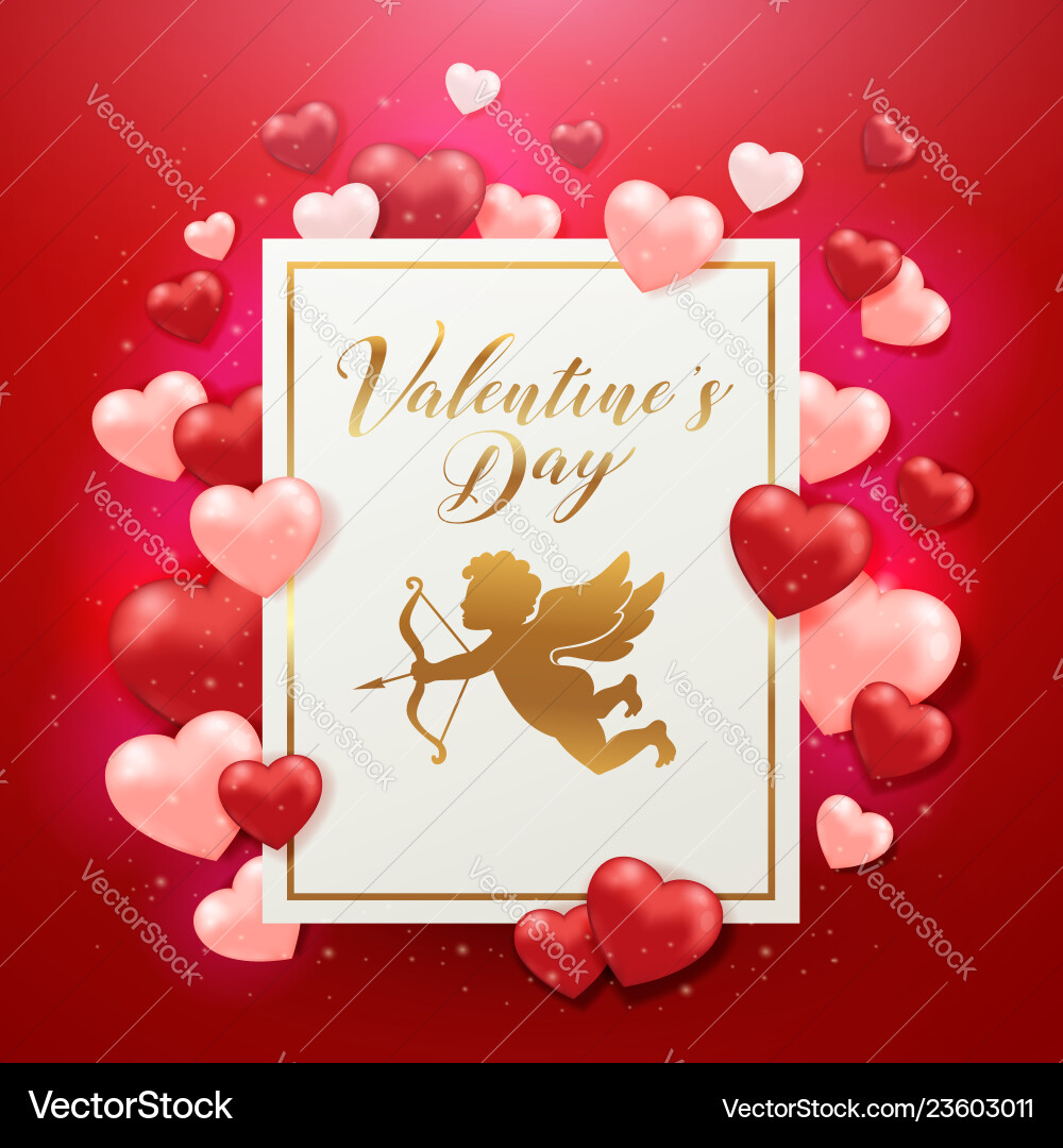 Valentinstagkarte mit Becher und Herzen Valentinstagkarte mit Becher und Herzen vektorbild