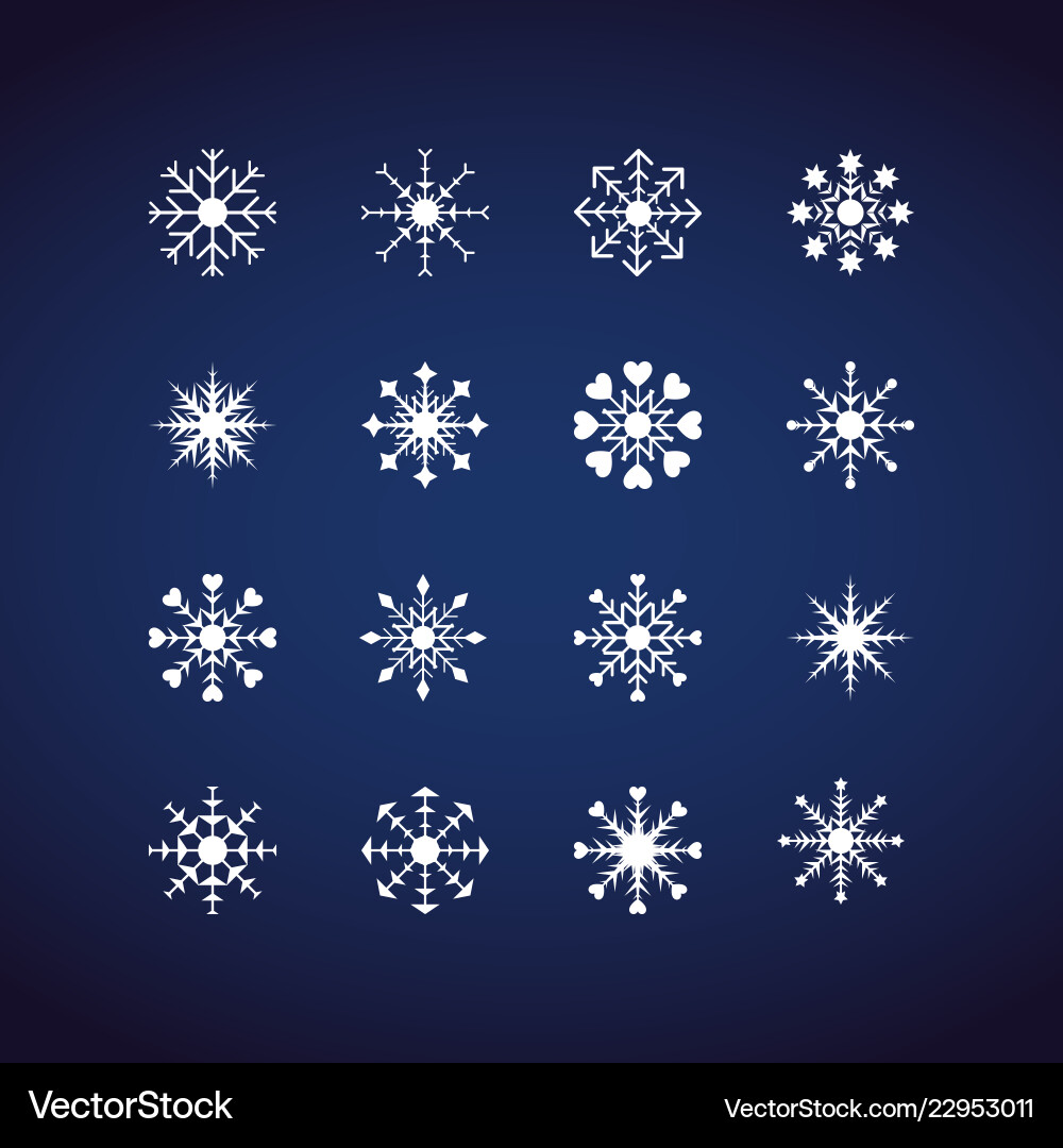 Winter Snowflake Icon Set - Festive Collection Vector Image