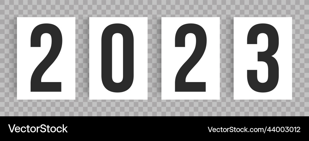 2023 numbers in minimalistic style on white paper 2023 numbers in minimalistic style on white paper vector image