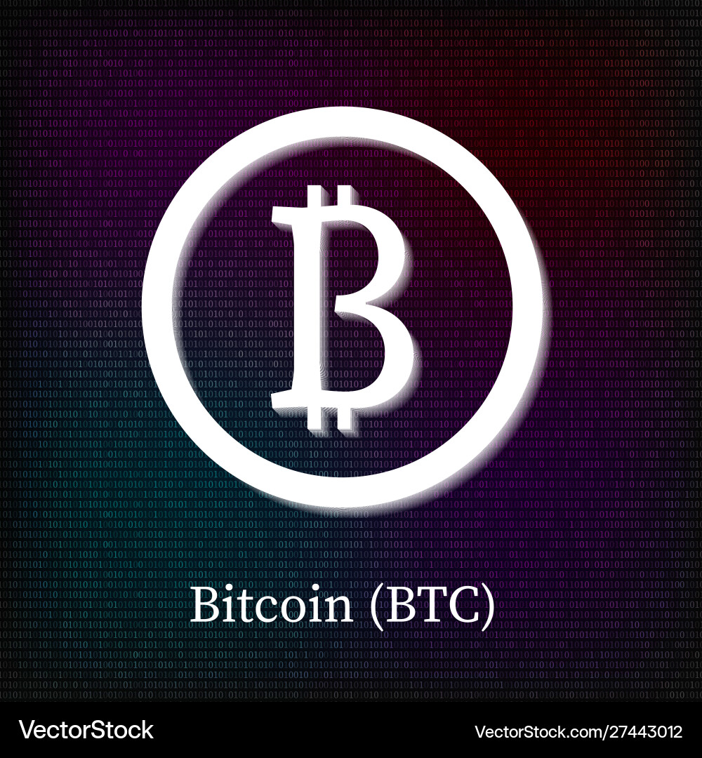 Bitcoin Symbol auf dunklem Binärcode Hintergrund Bitcoin Symbol auf dunklem Binärcode Hintergrund Vektorbild