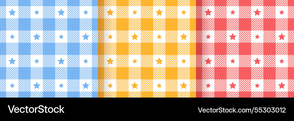 Check seamless pattern set vichy textures Check seamless pattern set vichy textures vector image
