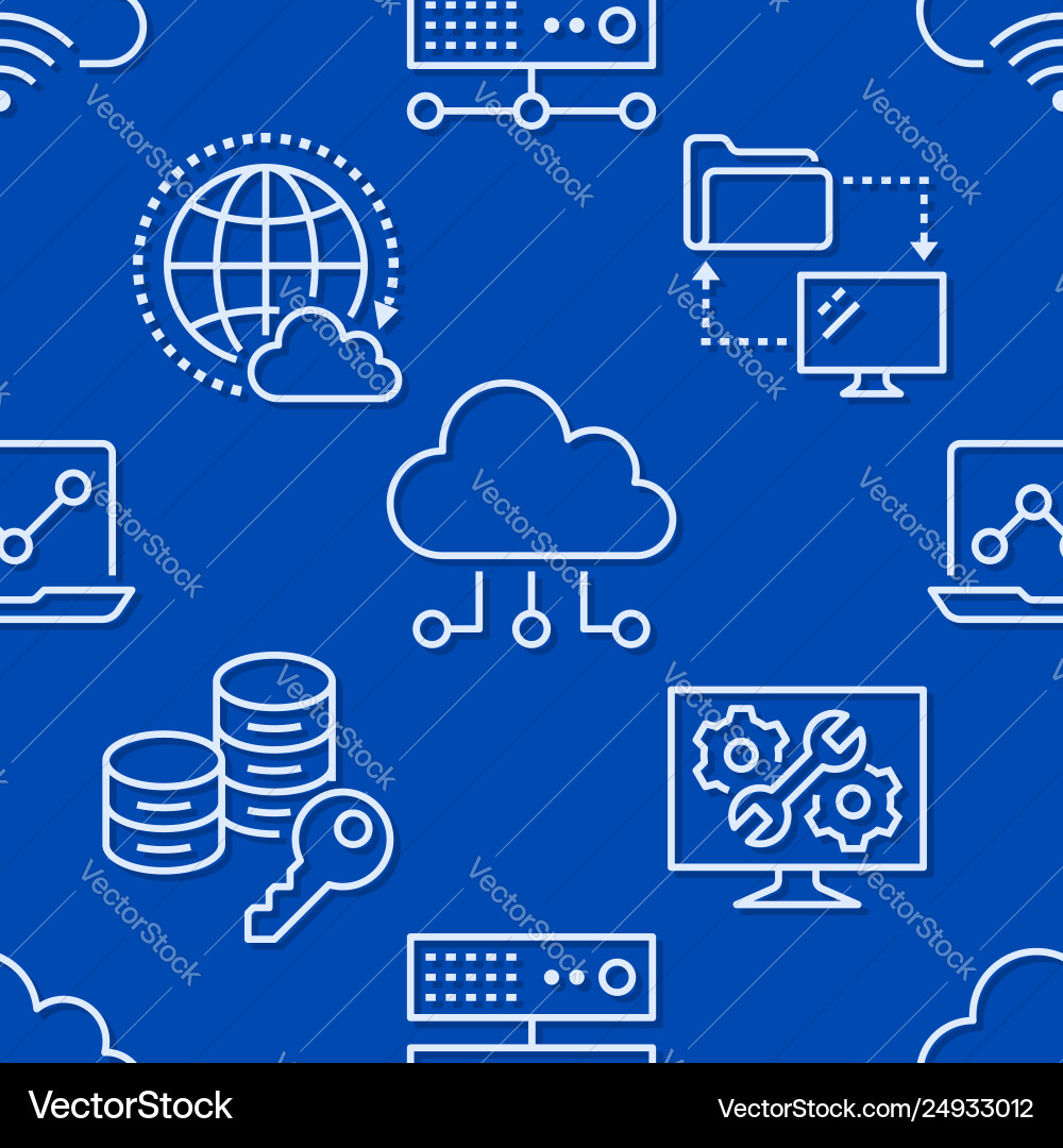 Cloud data storage seamless pattern with line Cloud data storage seamless pattern with line vector image