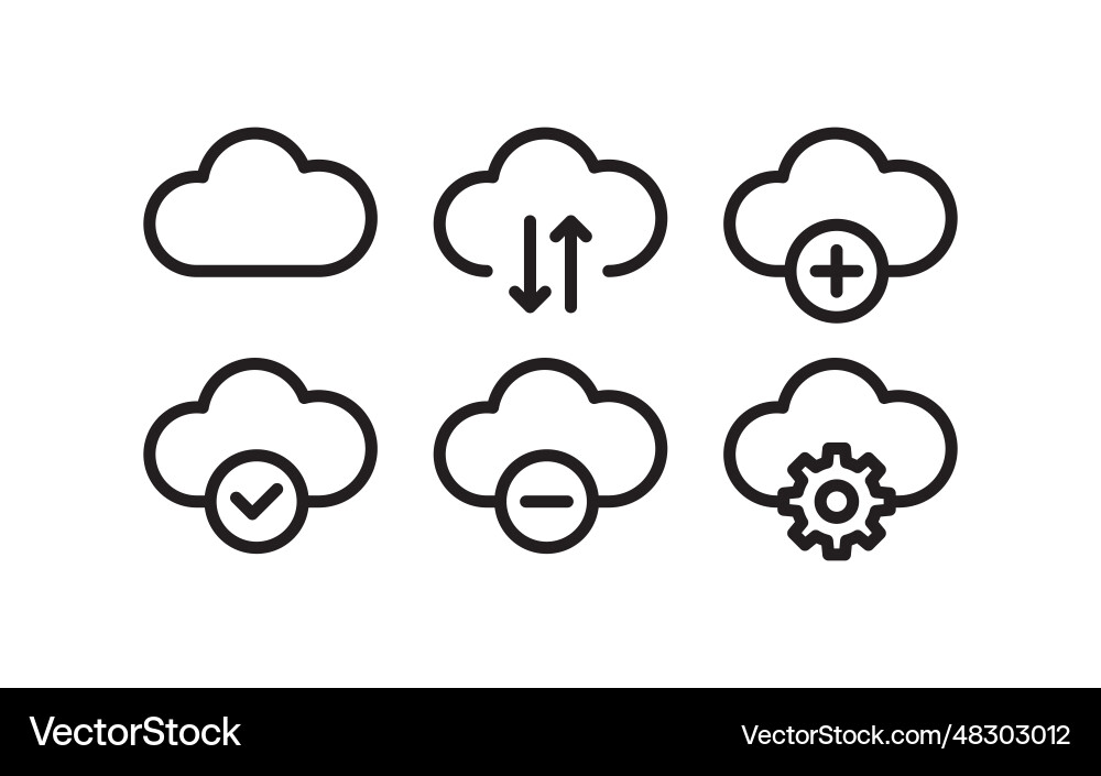 Cloud icons set functional for interfaces vector image
