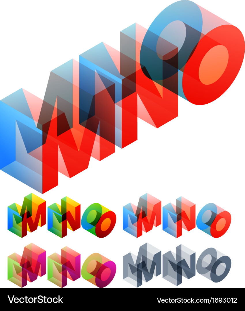 Colored text in isometric view Vector Image