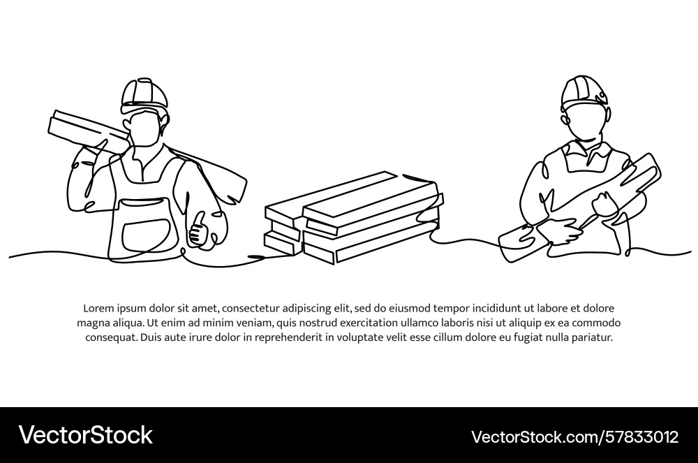 Continuous line design of carpenter single Vector Image
