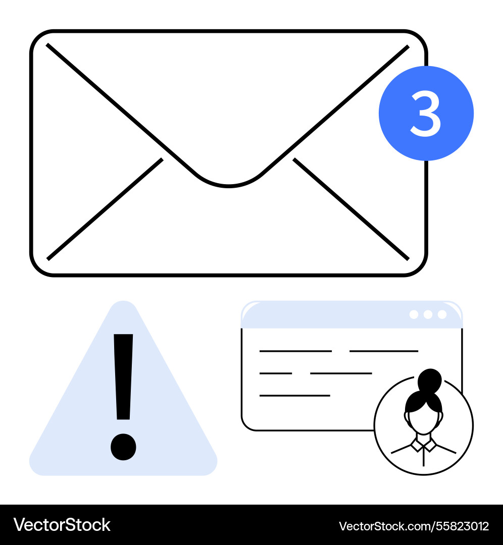 Email notification with alert symbol and user Vector Image