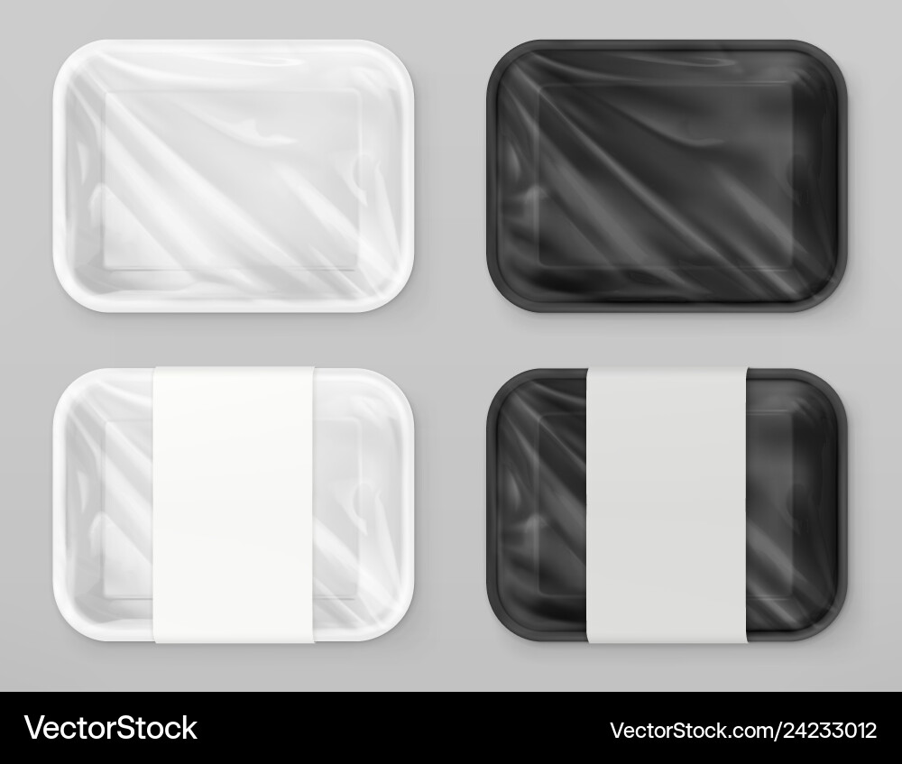 Food polystyrene packaging white and black 3d vector image