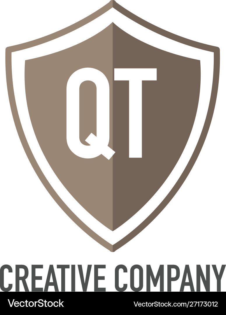 Initial letter qt shield design loco concept Initial letter qt shield design loco concept Vector Image