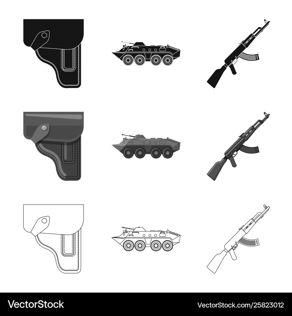 Isolated object weapon and gun icon collection Isolated object weapon and gun icon collection vector image