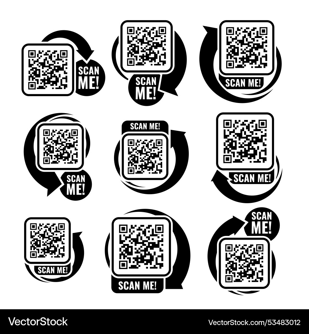 QR Code Scan Me Set - Payment Icon vector image