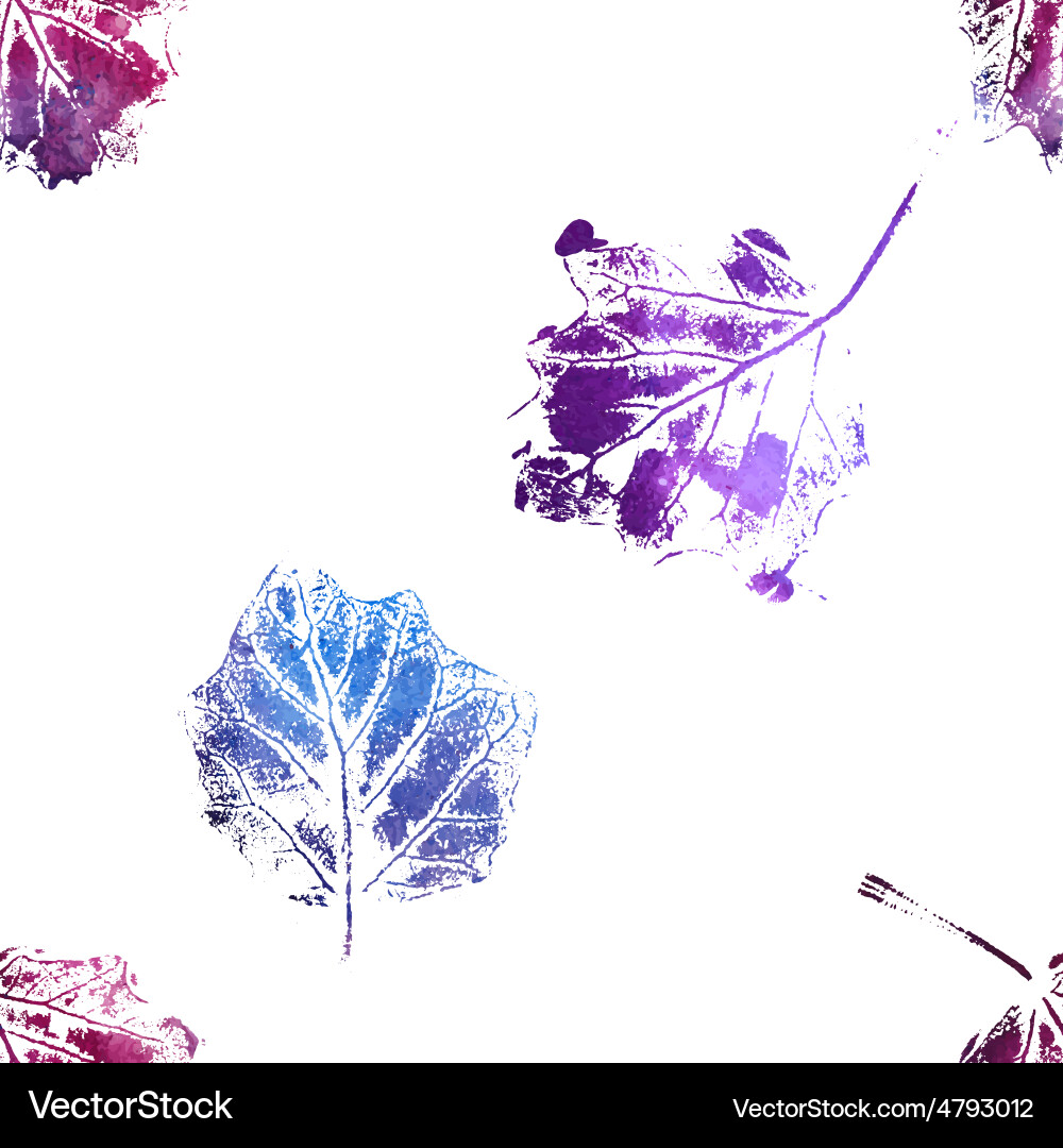 Seamless pattern with imprints of the leaves vector image
