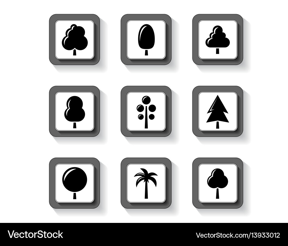 Trees on buttons set Trees on buttons set vector image
