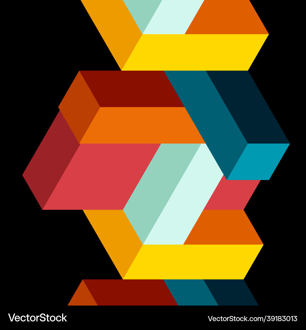 Abstract background 3d cubes cubic elements vector image