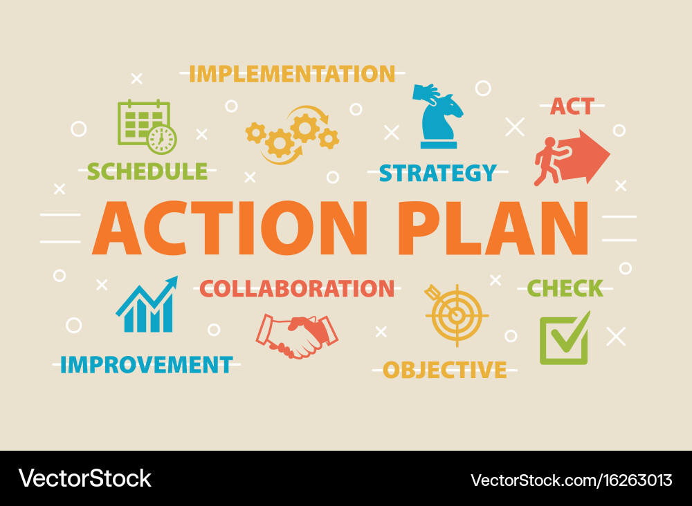 Aktionsplan Strategie Icons Vektorbild