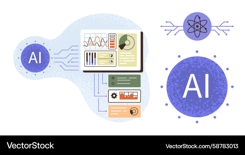 Artificial intelligence concept with data analysis Artificial intelligence concept with data analysis Vector Image