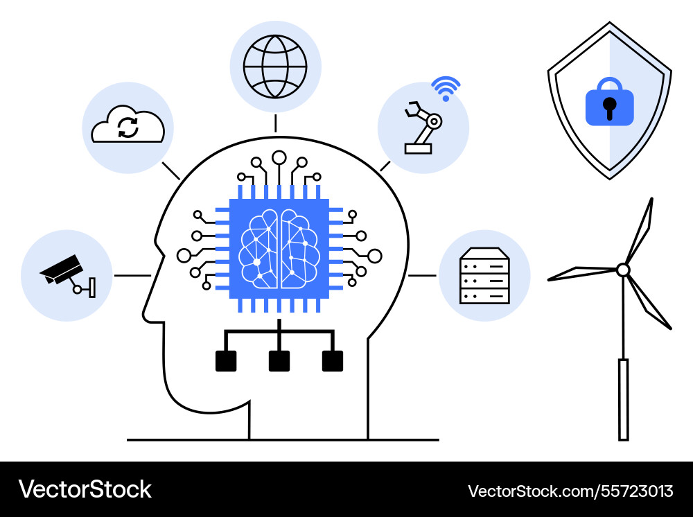 Artificial intelligence integrating Artificial intelligence integrating vector image
