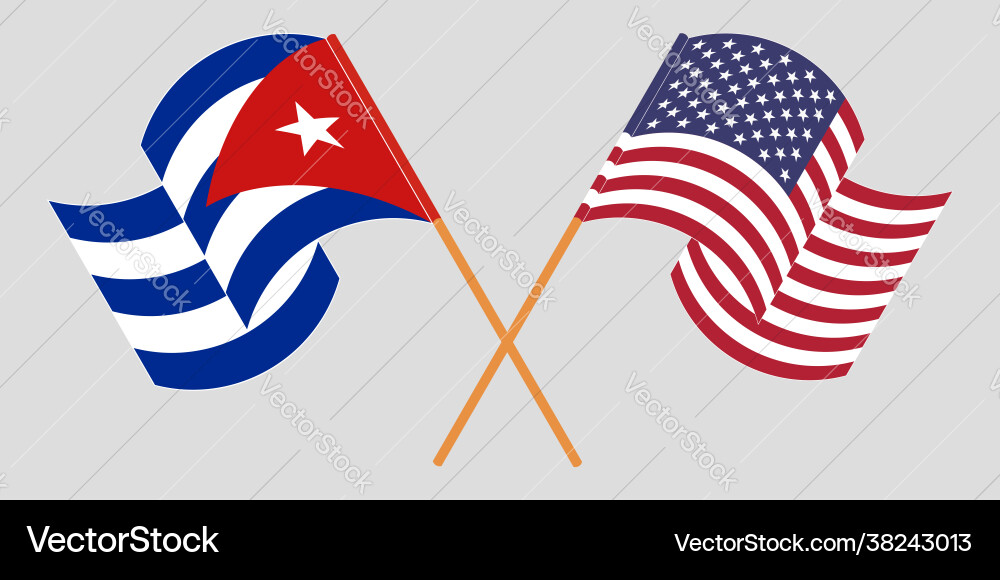 Überkreuzte und waving Flaggen kubieren usa Überkreuzte und waving Flaggen kubieren usa vektorbild