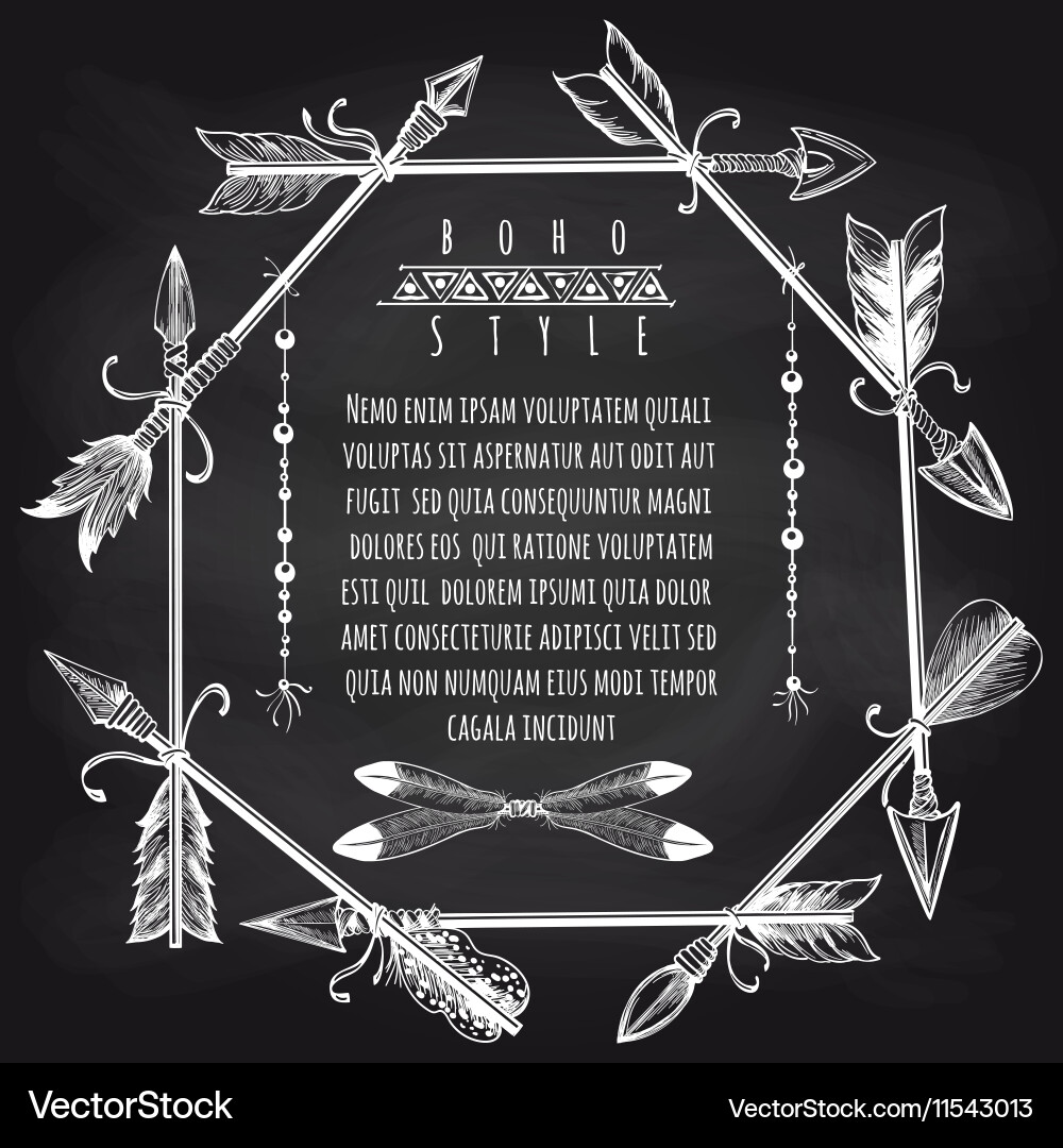 Boho Feather Frame vector image