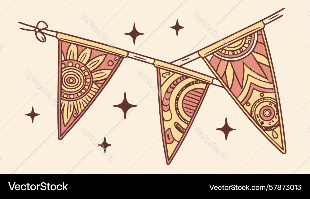 Boho style bunting with celestial and geometric Vector Image