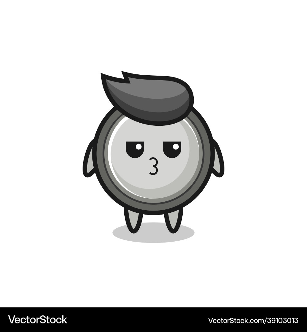 Bored expression of cute button cell characters Vector Image
