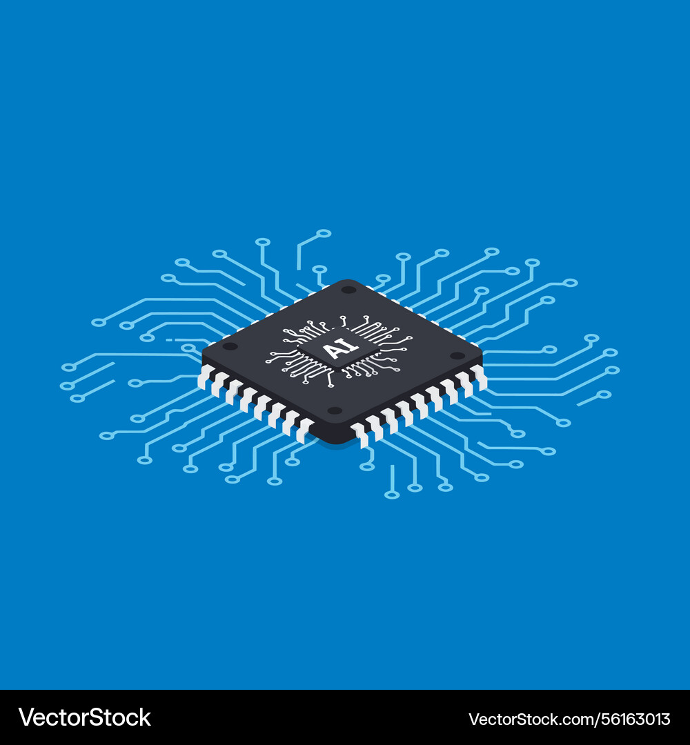 Central processing unit with circuit connections Central processing unit with circuit connections vector image