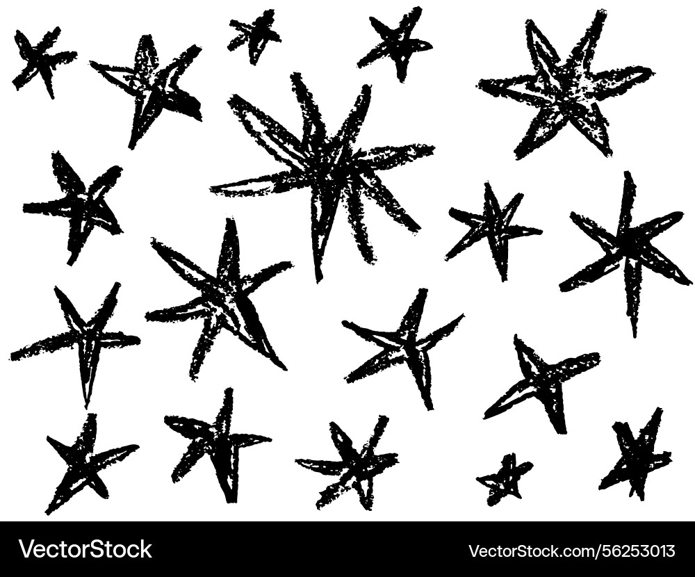 Crayon und Kreide Star Doodles setzen kindliche Hand Crayon und Kreide Star Doodles setzen kindliche Hand vektorbild