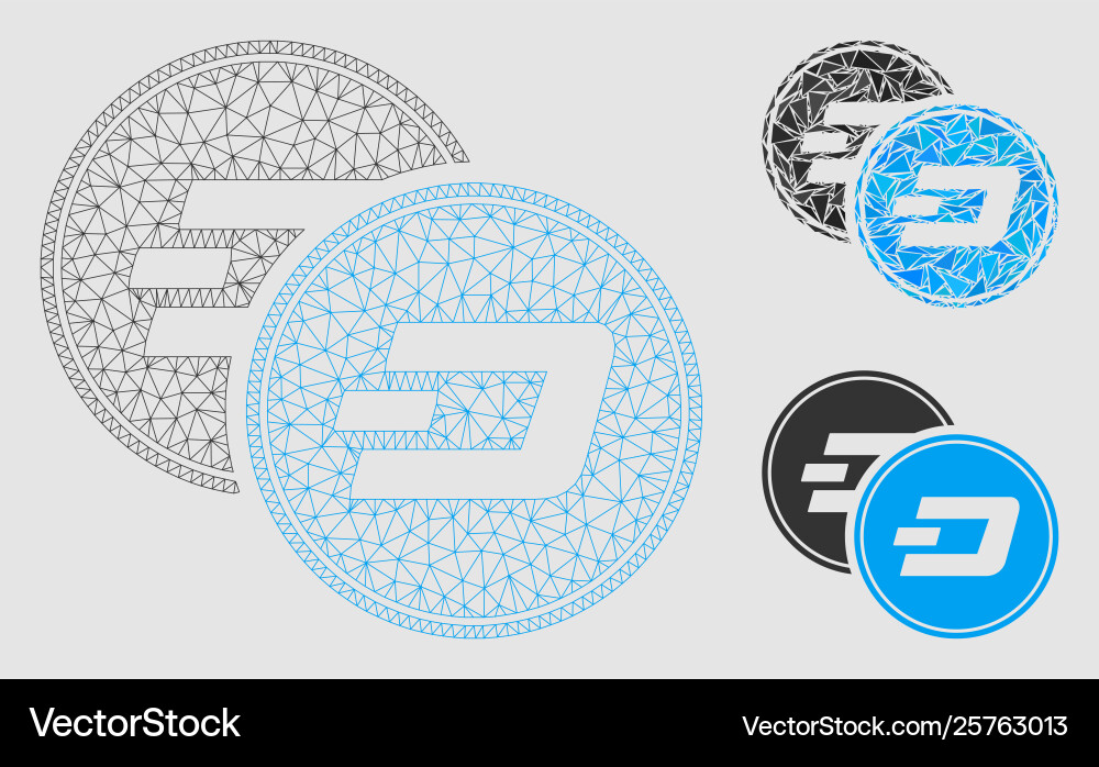 Dash coins mesh network model and triangle Dash coins mesh network model and triangle vector image