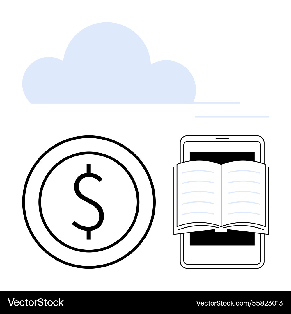Digital book on tablet with open page cloud Digital book on tablet with open page cloud vector image
