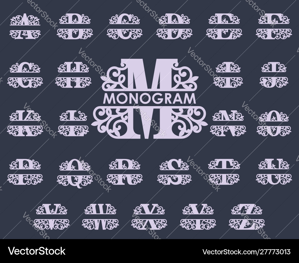 Elegant Split Monogram Letter Font vector image