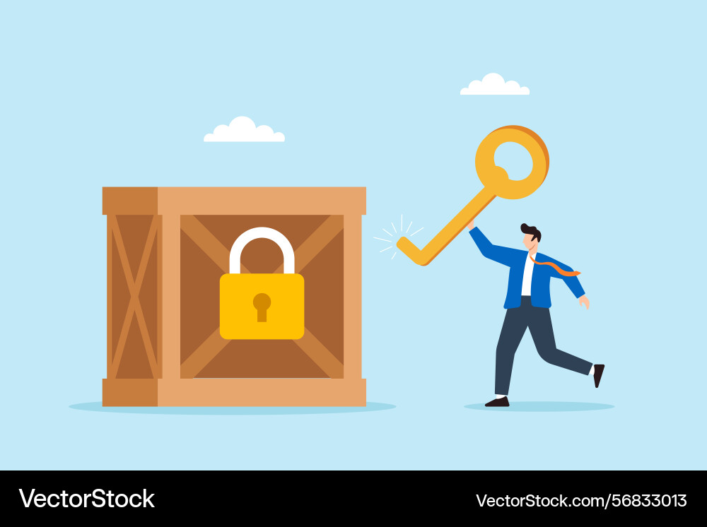 Flat of quality control manager unlocking product Flat of quality control manager unlocking product vector image