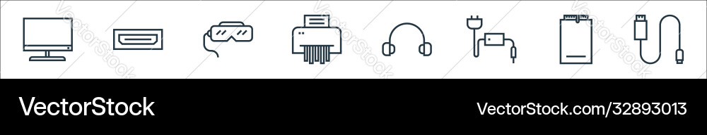Hardware line icons linear set quality Hardware line icons linear set quality vector image