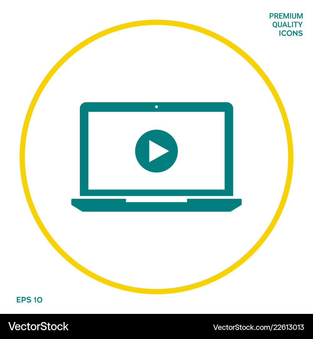 Laptop with play button icon graphic elements Laptop with play button icon graphic elements Vector Image