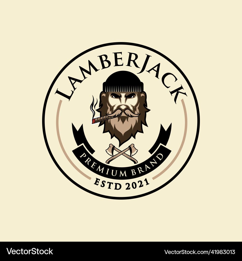Lumberjack skull vintage logo Lumberjack skull vintage logo vector image