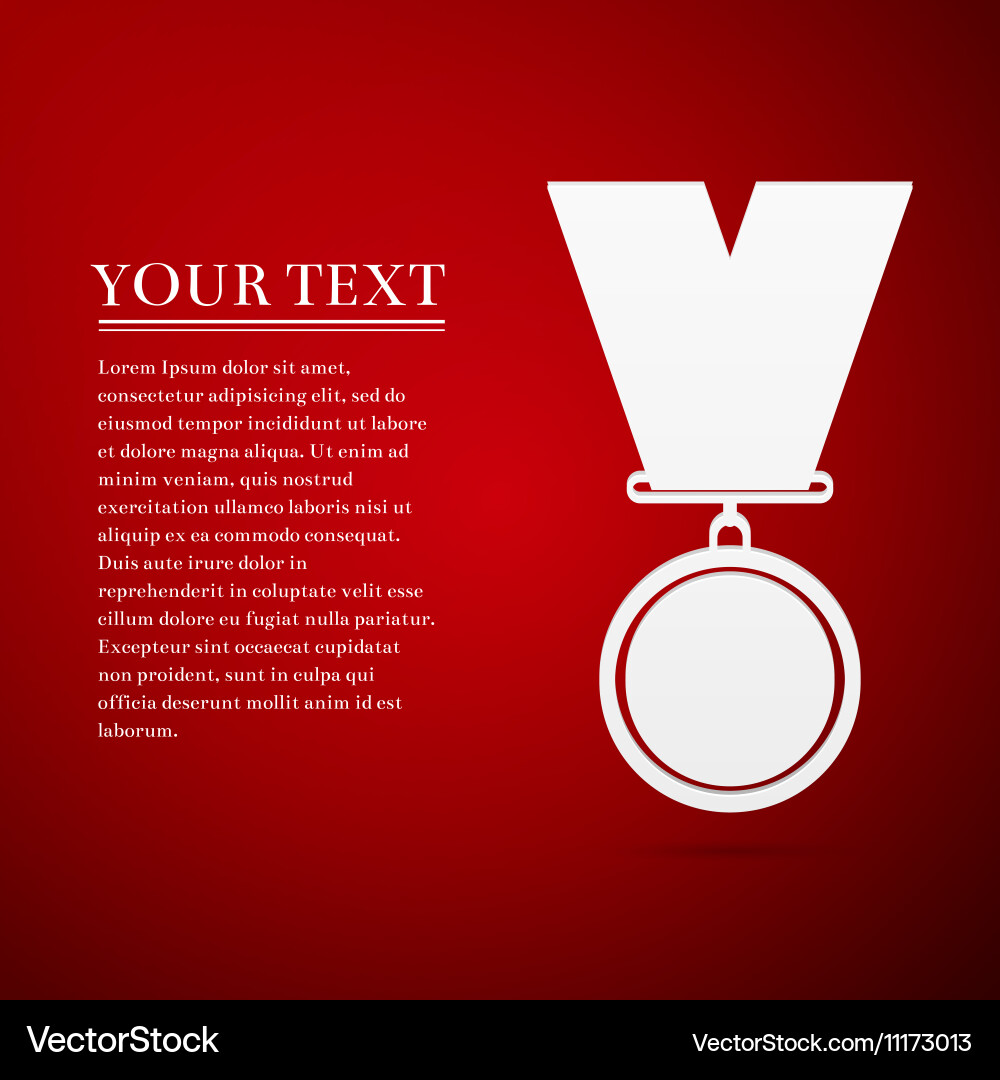 Medal flat icon on red background Vector Image