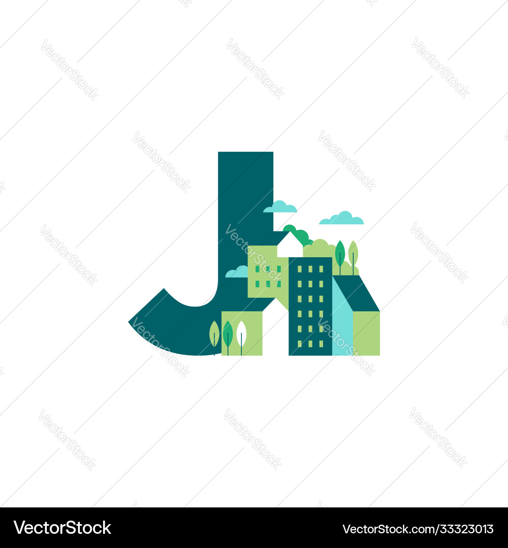 Modern initial j building Vector Image