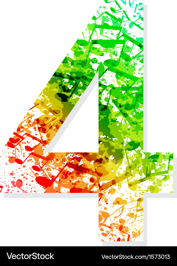 Music theme grungy font number 4 Vector Image