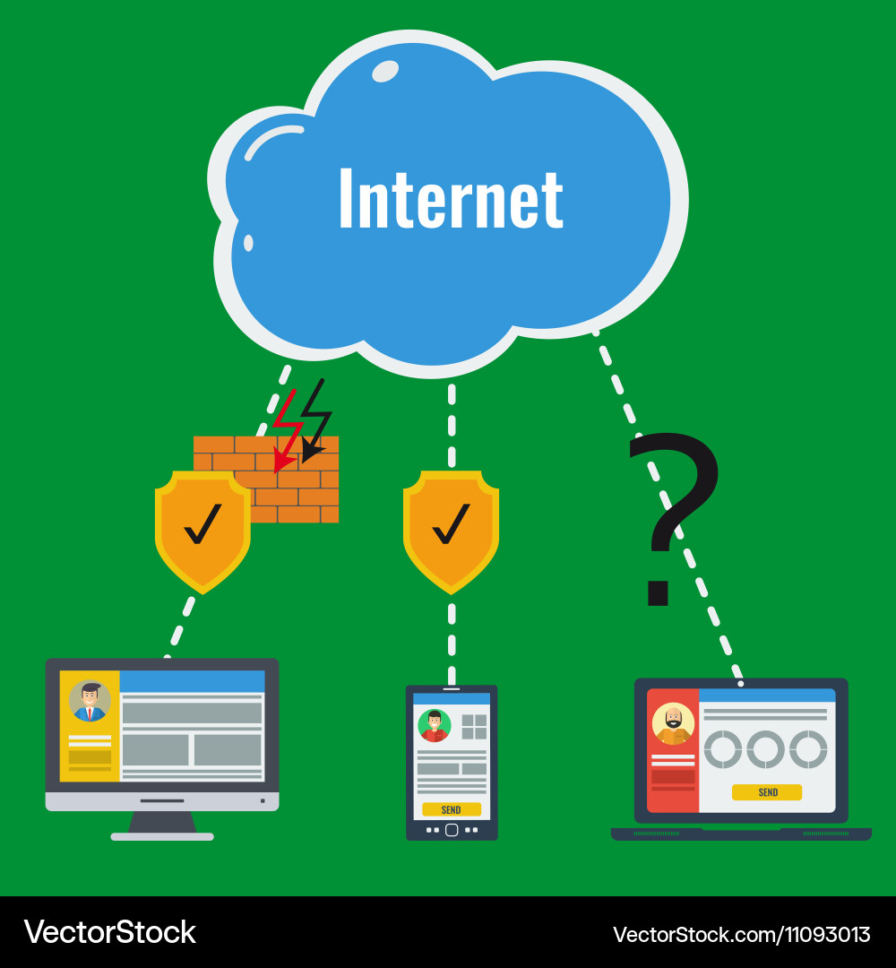 Safe using of internet vector image