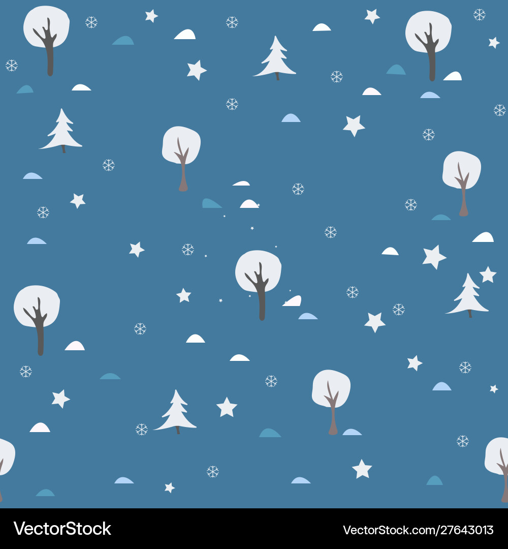 Seamless winter pattern with trees and spruce vector image