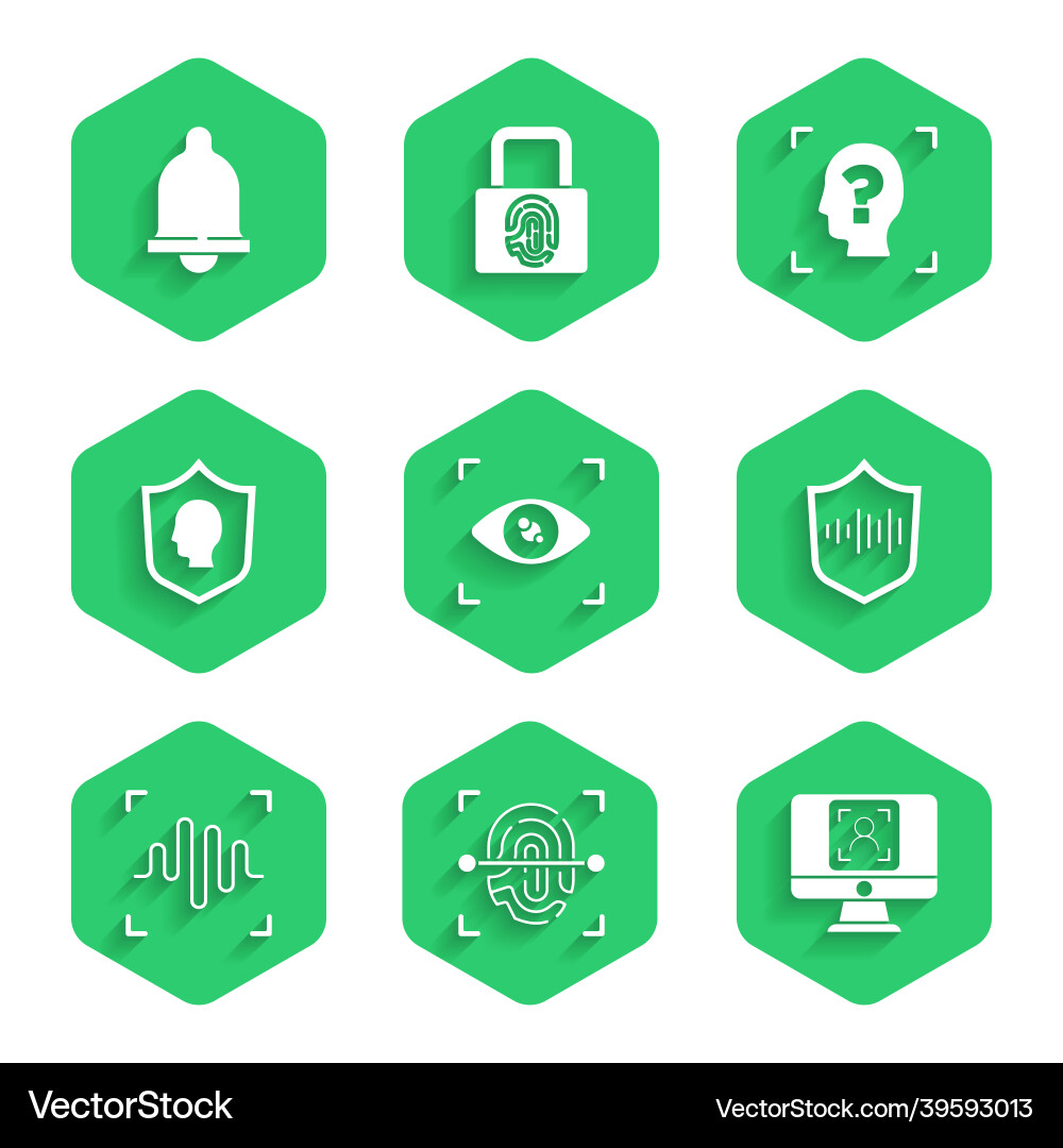 Set eye scan fingerprint face recognition Set eye scan fingerprint face recognition vector image